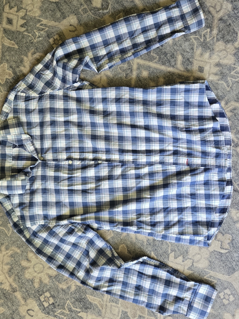 Tommy Hilfiger Blue & White Plaid Button-Down Shirt